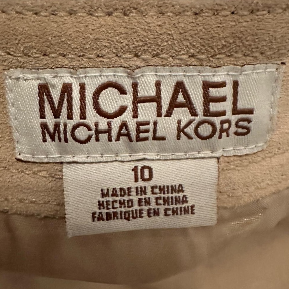 MICHAEL KORS Leather Skirt Knee Length in Cream | Size: 10 - Picture 11 of 16